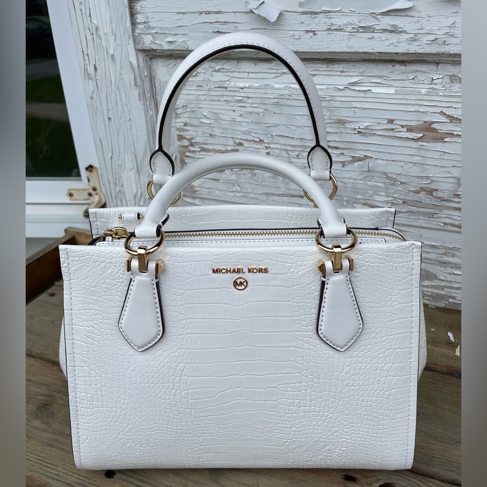 MK white handbag with strap